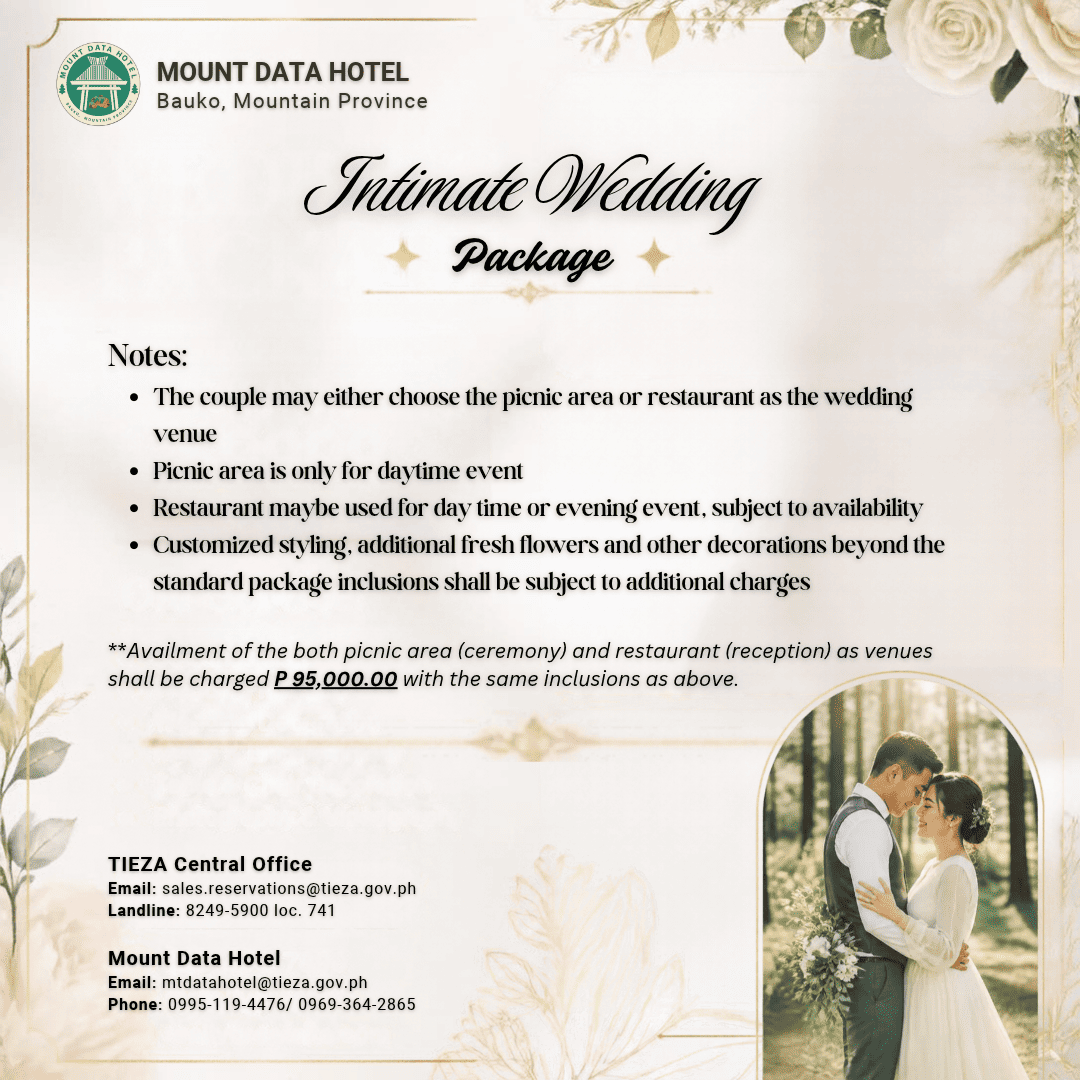 Mount Data Hotel intimate wedding package 2
